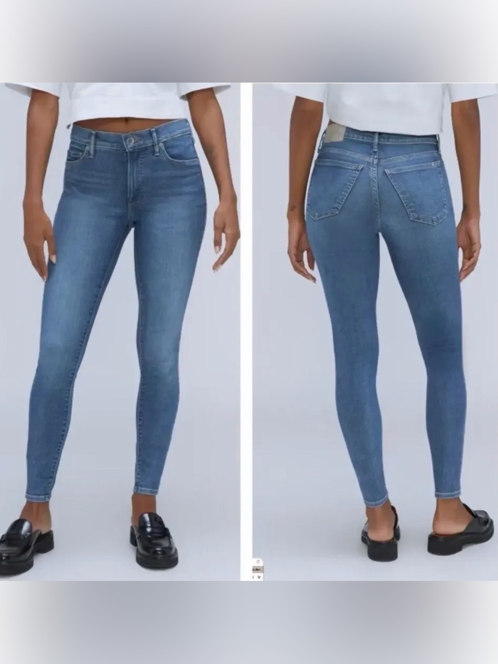 everlane the mid rise skinny stretch oraganic cotton blue jeans size 28x28.5